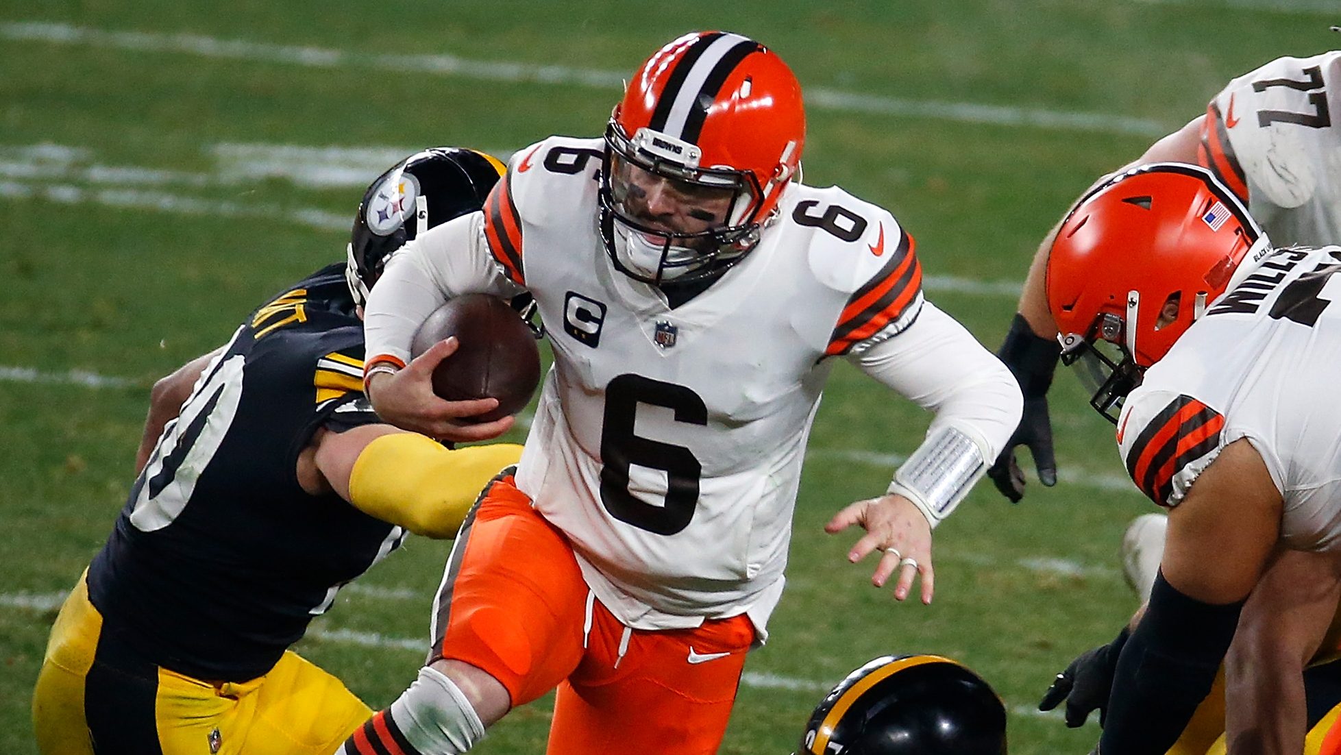 Browns QB Baker Mayfield Reacts To Playoff Victory Over Steelers