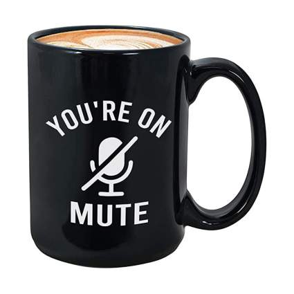 Black "You're on mute" mug