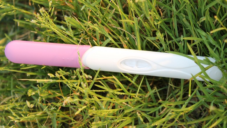 A pregnancy test in the grass.