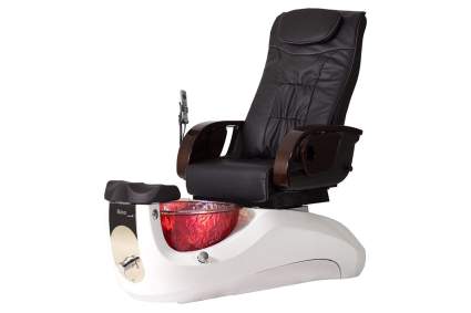 Black pedicure throne with red glass bowl