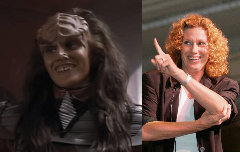 Gwynyth Walsh as B'Etor on Star Trek the Next Generation and during a stage appearance