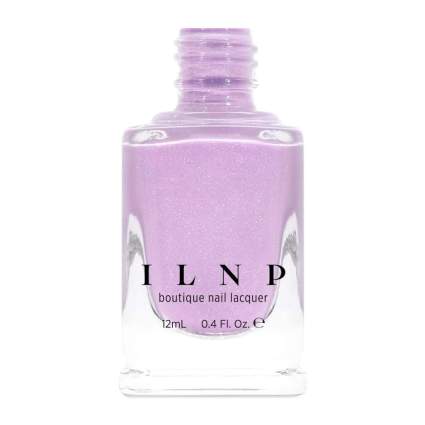 Pinky lavender nail polish with glitter