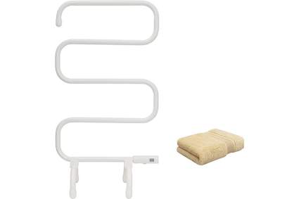 S-shaped white towel warmer