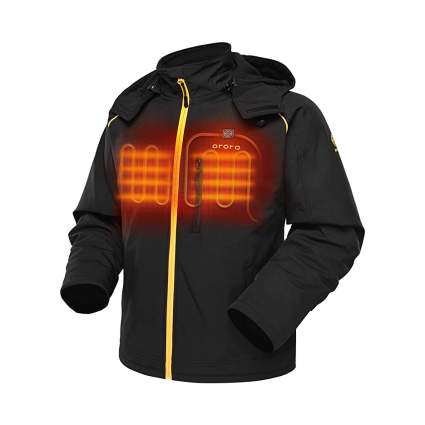 ORORO Men's Soft Shell Heated Jacket with Detachable Hood