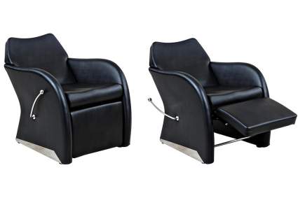 Black armchair style reclining shampooing chair