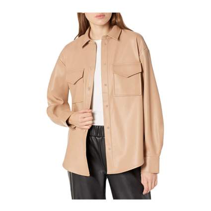 The Drop Faux-Leather Shirt Jacket