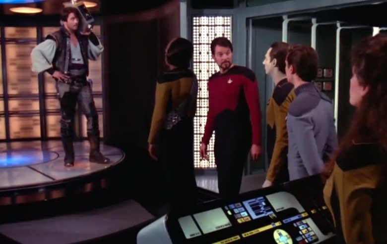 A scene from the Star Trek: The Next Generation episode "The Outrageous Okona"