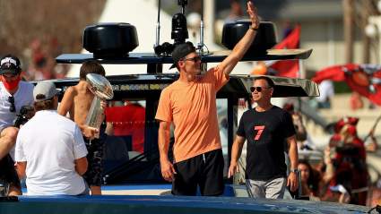 Tom Brady Tosses Lombardi Trophy [Watch]