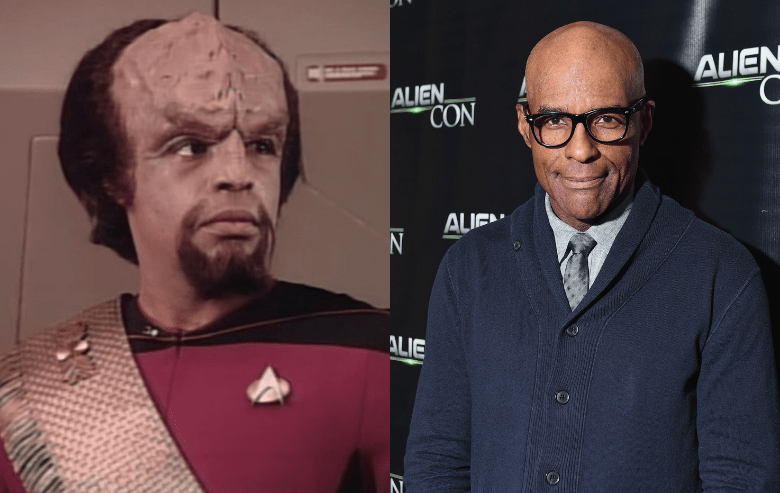 Michael Dorn as Worf on Star Trek The Next Generation and Michael Dorn at Alien Con