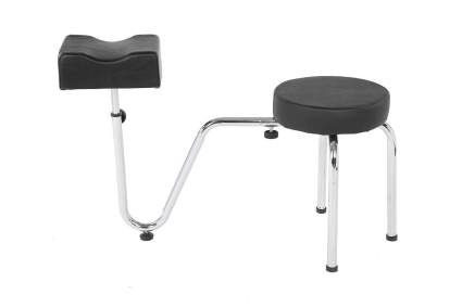 Black stool with attached footrest