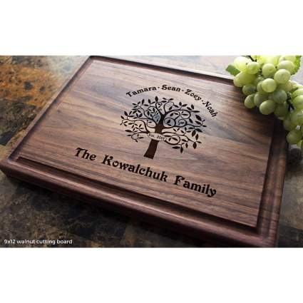 Engraved customized cutting board gift
