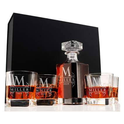 personalized whiskey decanter and glasses