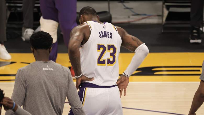 LeBron James, Lakers, walking off with an ankle injury.