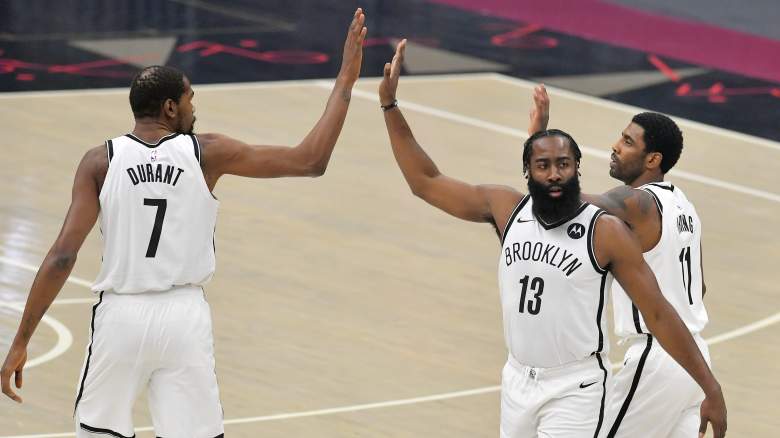 Kevin Durant, James Harden, Kyrie Irving of the BrooklynNets