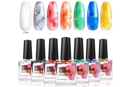 Modelones watercolor ink bottles with nail swatches