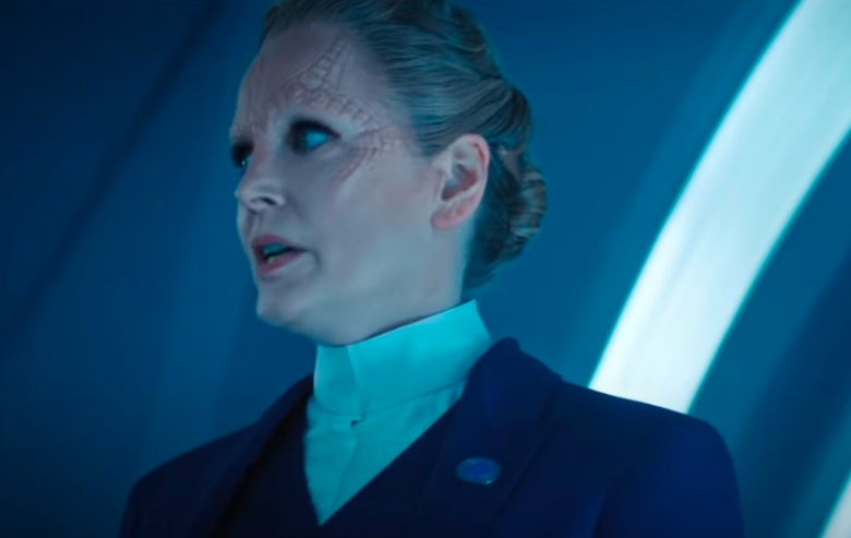 Screenshot from the 'Star Trek: Discovery' season four trailer of a part Cardassian woman
