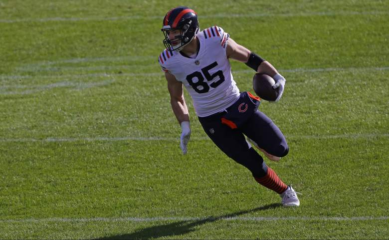 Chicago Bears tight end Cole Kmet (85) runs against the New York