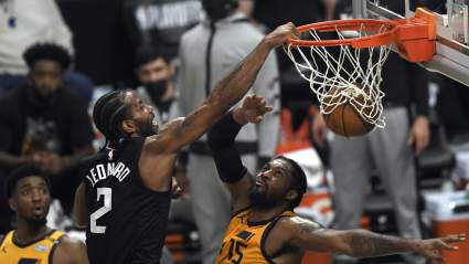 Sixers’ Joel Embiid Has Priceless Reaction to Kawhi Leonard’s Dunk