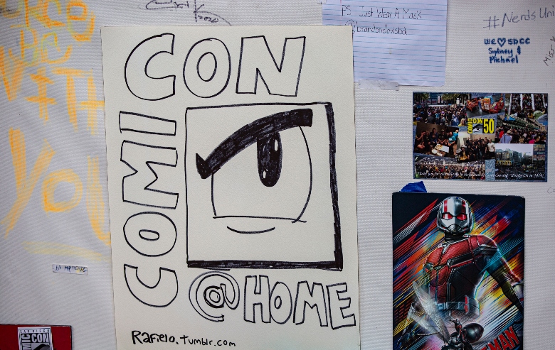 Fans of Comic-Con set up a makeshift memorial on July 22, 2020 in San Diego, California. 2020 Comic-Con International will occur as a virtual event, Comic-Con@Home, due to the coronavirus epidemic.