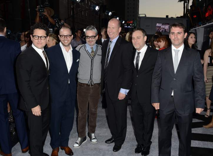 Director/Producer J.J. Abrams, Co-Writers/Producers Damon Lindelof, Alex Kurtzman, Paramount Pictures Vice Chairman Rob Moore, Producer Bryan Burk and Co-Writer/Producer Roberto Orci arrive at the Premiere of Paramount Pictures' "Star Trek Into Darkness"