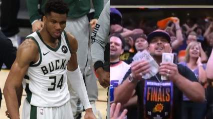 ‘Money Man’ Suns Finals Fan Goes Viral for Using 100s to Troll Giannis
