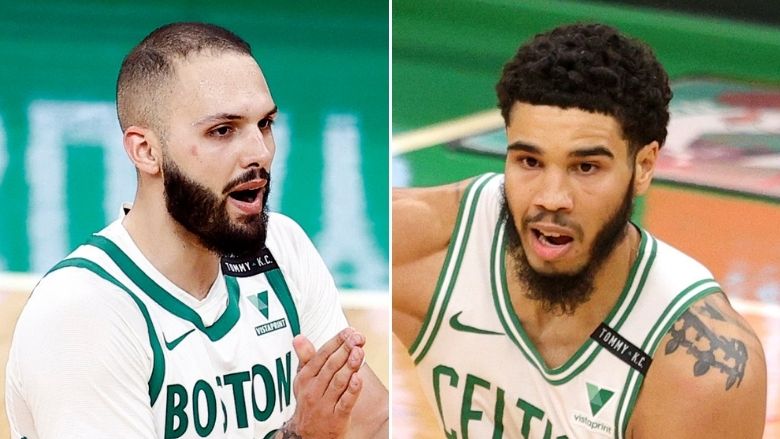 Jayson Tatum reacts to Evan Fournier's Celtics Exit