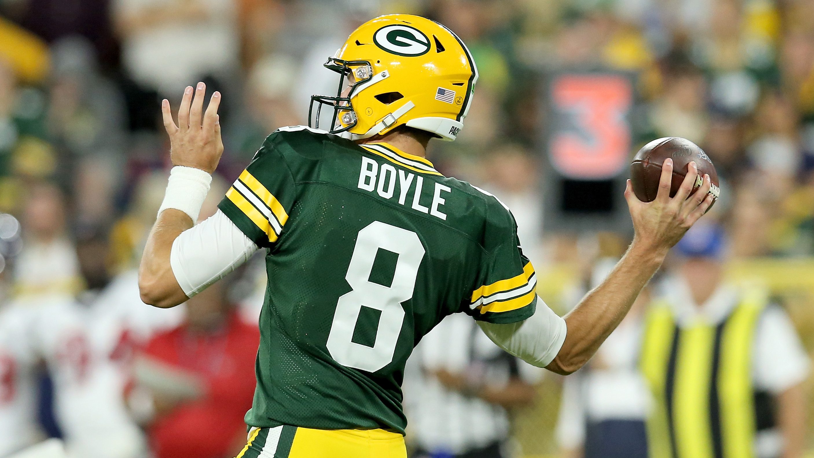 Detroit Lions quarterback Tim Boyle warms-up before an NFL