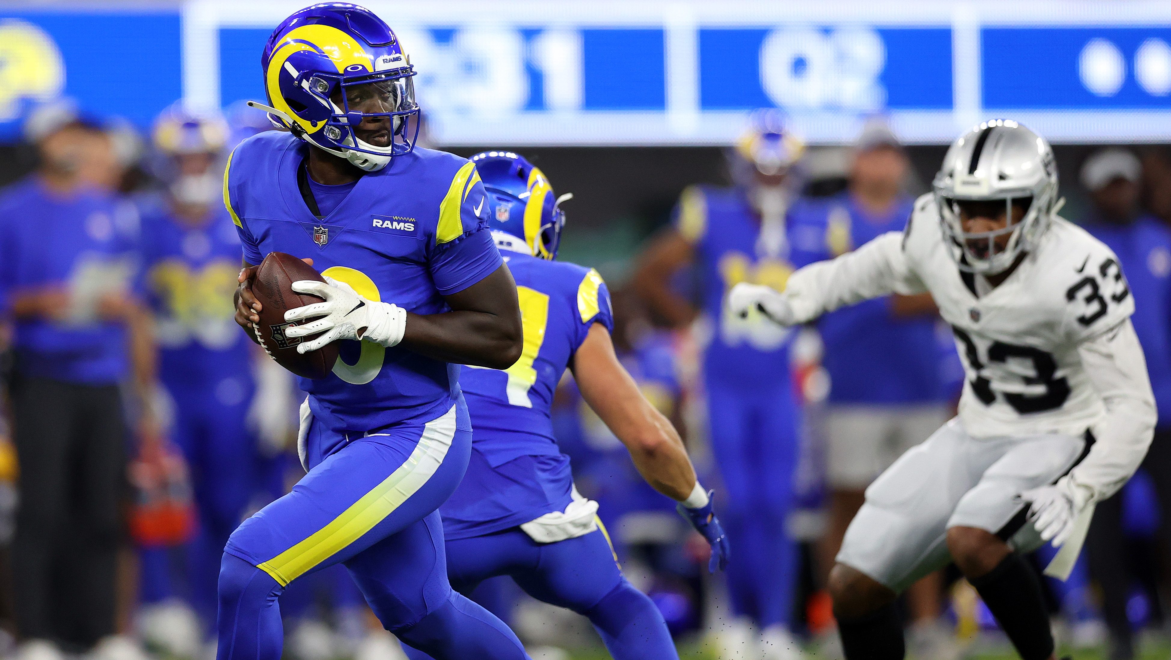 Los Angeles Rams quarterback Bryce Perkins during the NFL preseason