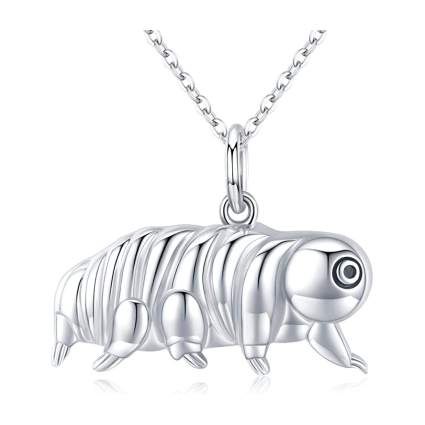 water bear necklace in stainless steel