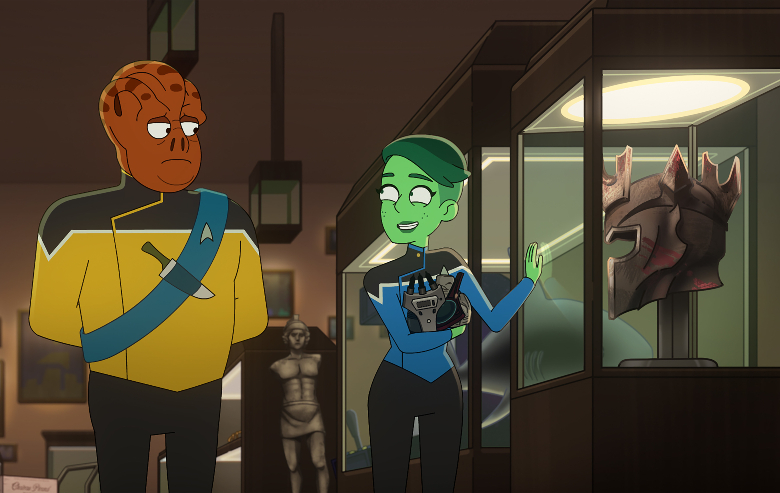 Lieutenant Kayshon and Ensign Tendi in "Star Trek: Lower Decks" season two, episode two