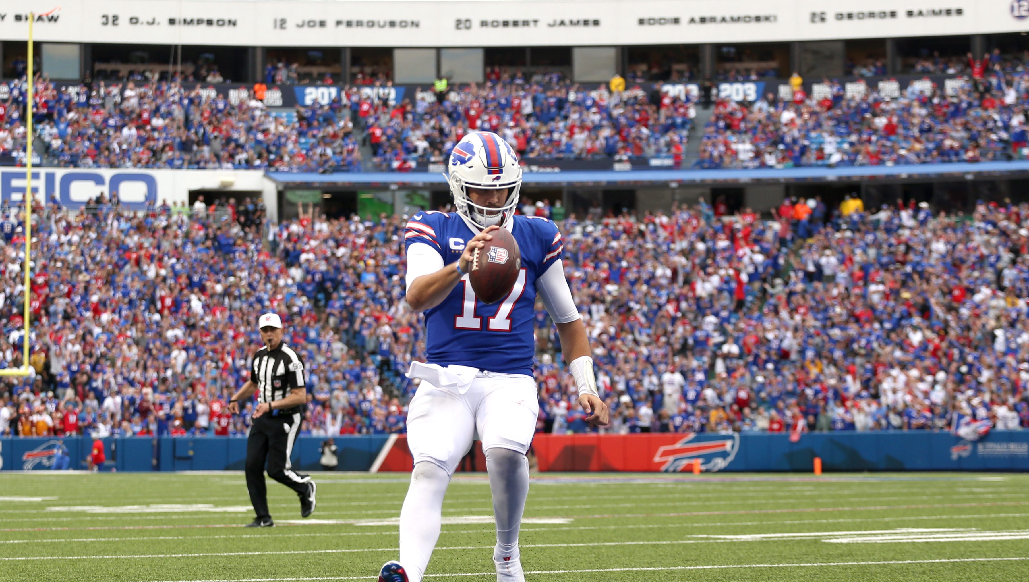 Josh Allen credits the offensive line in the Washington win