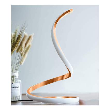 Gold and white spiral desk lamp