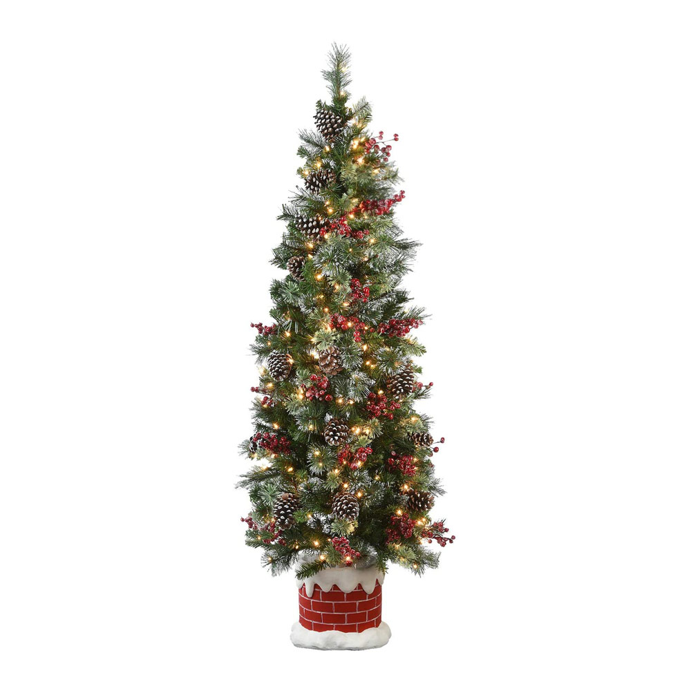 44021 4' Anchorage Fir Wall-Mount Floor Corner Space Saver Half Christmas Tree 