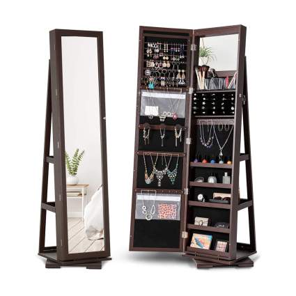 rotating jewelry armoire and mirror