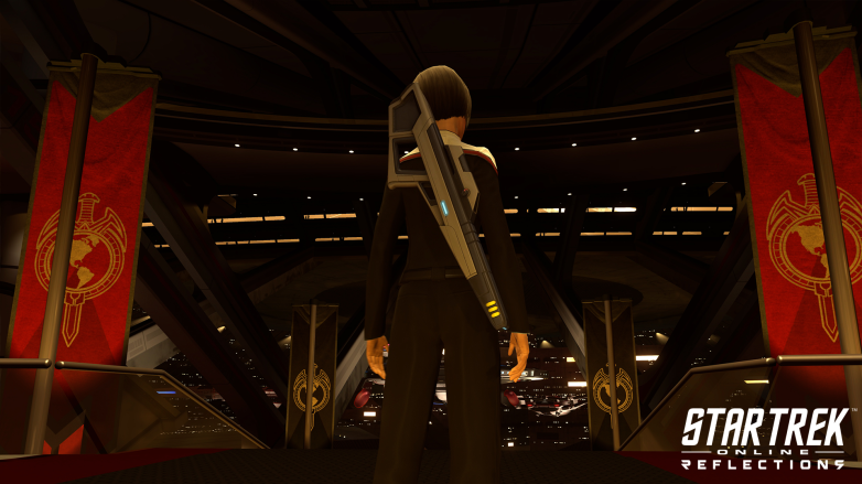Starfleet officer in a Terran Empire ship from Star Trek Online Reflections