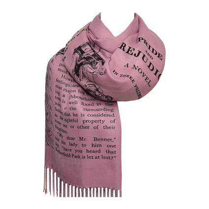 Pink literary Pride and Prejudice scarf