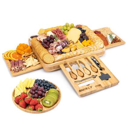 bamboo cheese board and knife set