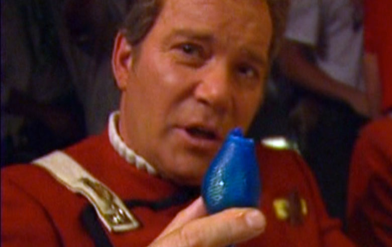 William Shatner showing off some of the blue cuisine.