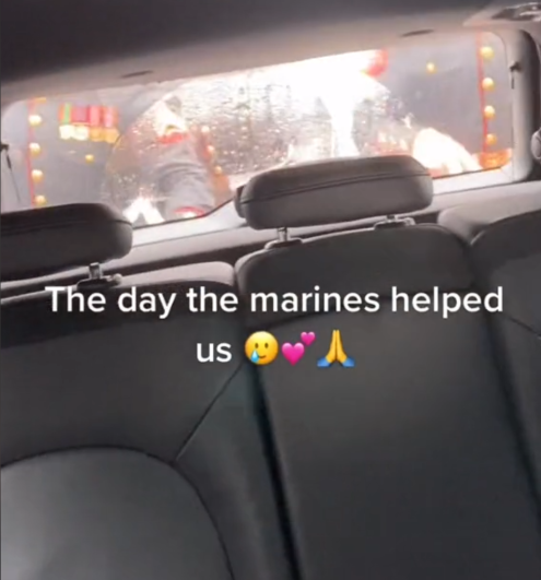 marines push stuck car