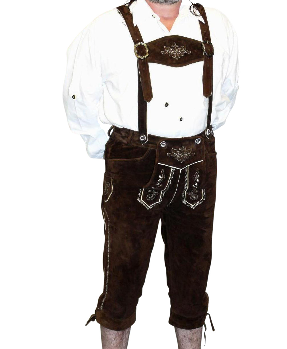 TRENDS Men's Bavarian Trachten Lederhosen Leather Shorts