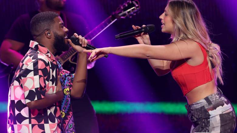 Khalid and Tate McRae perform onstage during the 2021 iHeartRadio Music Festival