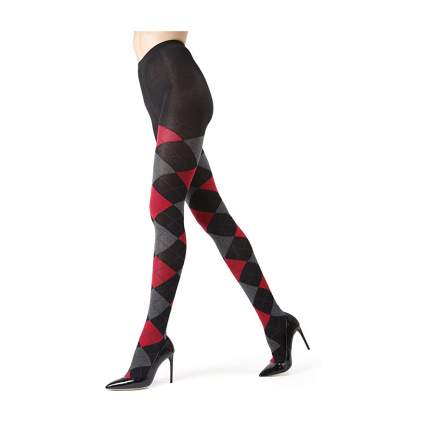 Red argyle sweater tights