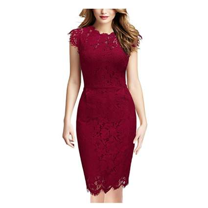 red lace sheath dress