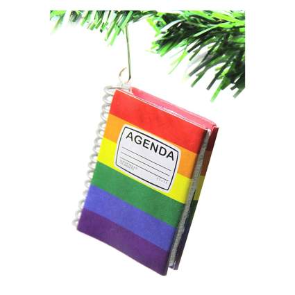 Rainbow notebook Christmas ornament
