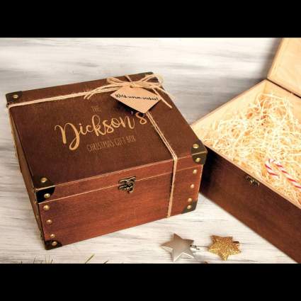 WoodPresentStudio Personalized Wooden Christmas Eve Box