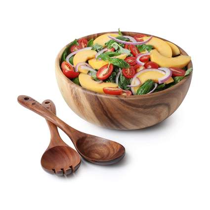 acacia wood salad bowl set