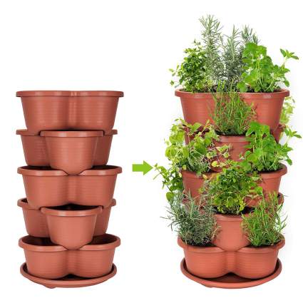 Amazing Creation stacking planter with herbs