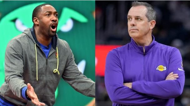 Three-time NBA All-Star Gilbert Arenas (left) & Lakers coach Frank Vogel