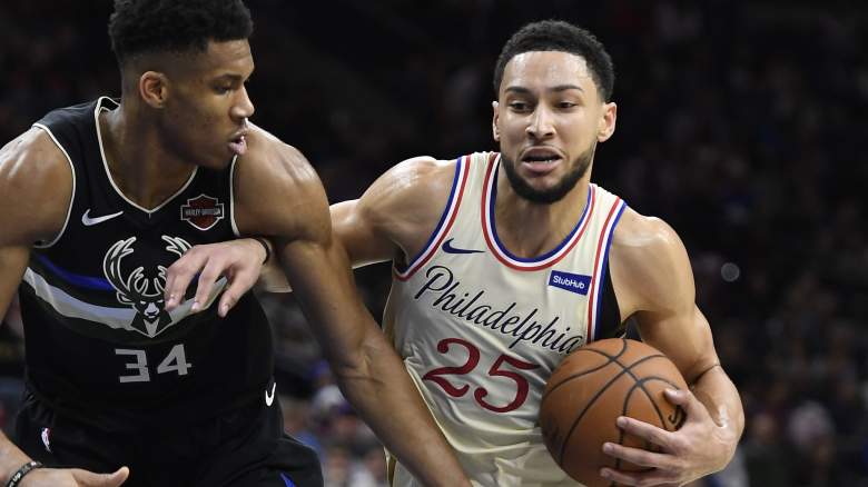 Ben Simmons, right, of the Sixers