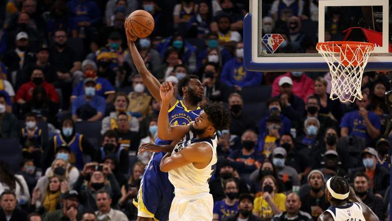 Andrew Wiggins, Warriors, dunking over Karl-Anthony Towns of the Timberwolves
